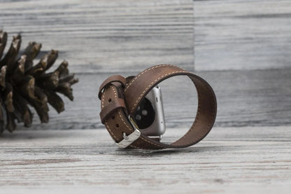 Doppel-Tour Lederarmband für Apple Watch aus echtem Leder