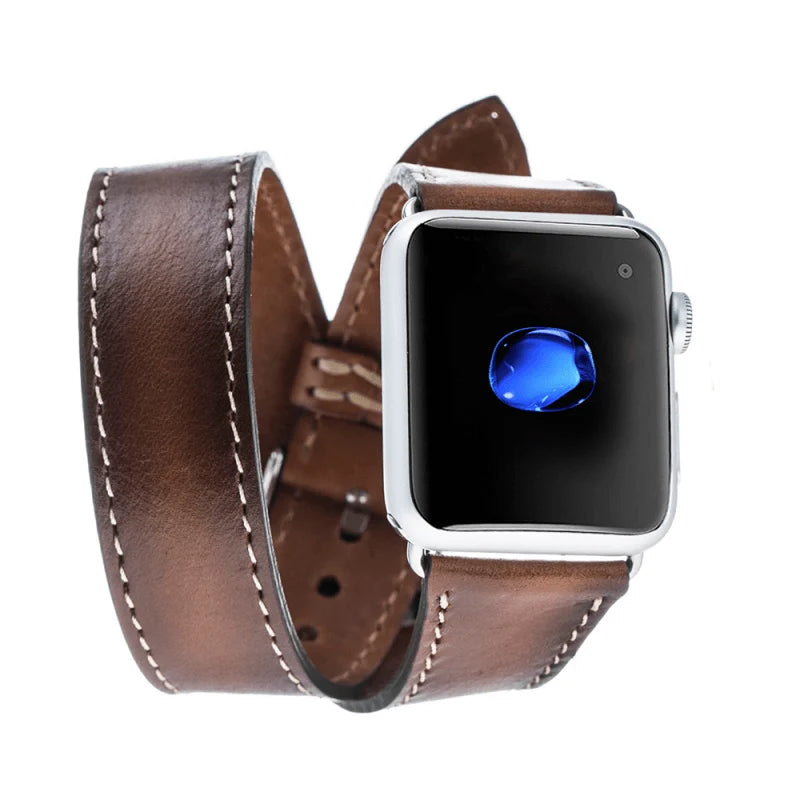 Doppel-Tour Lederarmband für Apple Watch aus echtem Leder