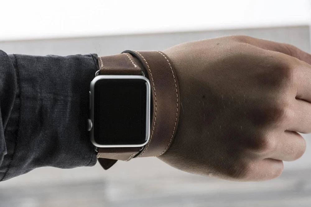 Doppel-Tour Lederarmband für Apple Watch aus echtem Leder