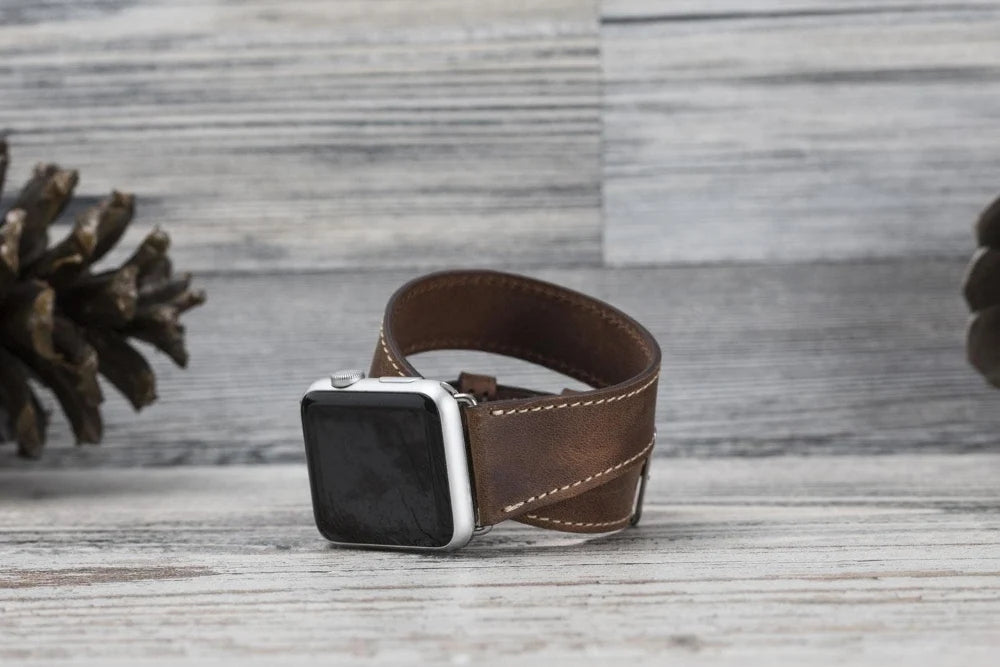 Doppel-Tour Lederarmband für Apple Watch aus echtem Leder