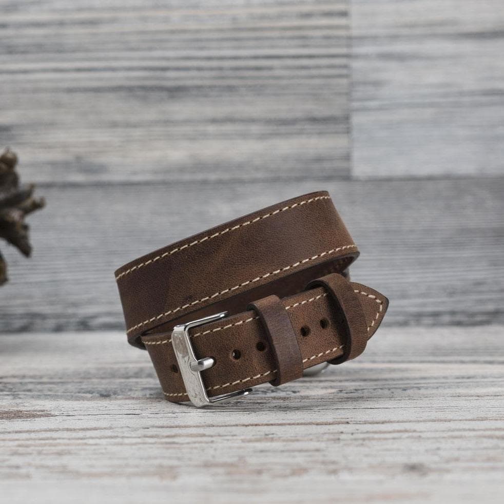 Doppel-Tour Lederarmband für Apple Watch aus echtem Leder