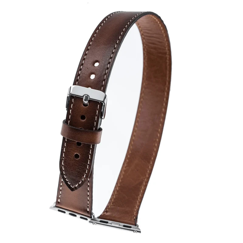 Doppel-Tour Lederarmband für Apple Watch aus echtem Leder