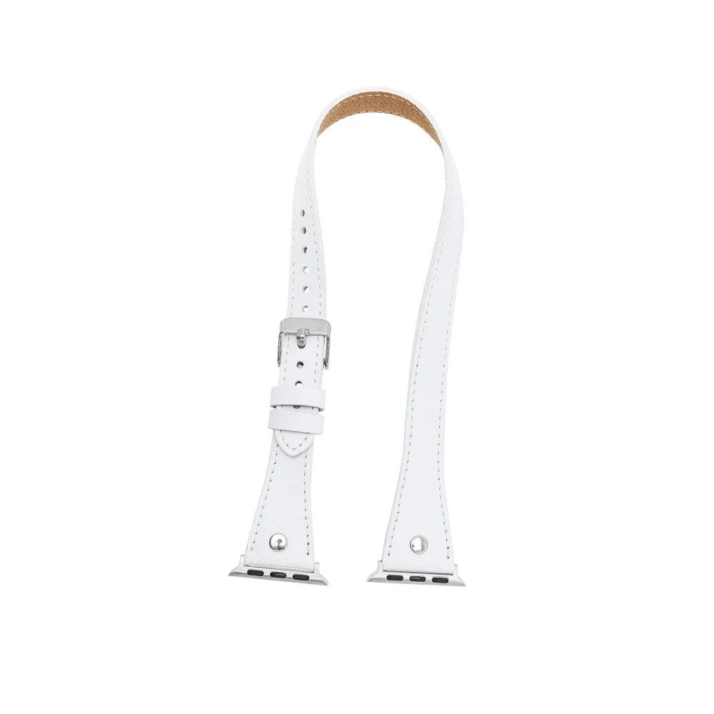 Leather Apple Watch Bands - DTS Double Tour Slim Hector Silver Trok Style