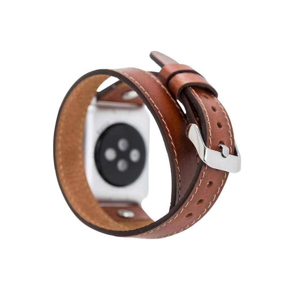 Leather Apple Watch Bands - DTS Double Tour Slim Hector Silver Trok Style