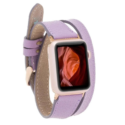 Quantum Schmal Doppel-Tour Lederarmband für Apple Watch aus echtem Leder