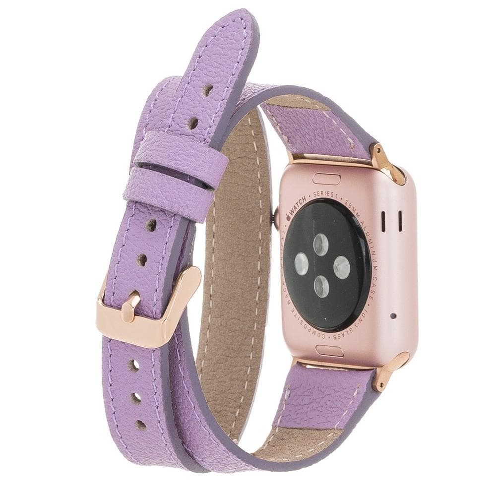 Quantum Schmal Doppel-Tour Lederarmband für Apple Watch aus echtem Leder