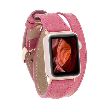 Quantum Schmal Doppel-Tour Lederarmband für Apple Watch aus echtem Leder