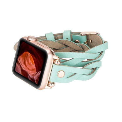 Peggy Ferro Doppel-Tour with Rose Gold Trok Lederarmband für Apple Watch aus echtem Leder