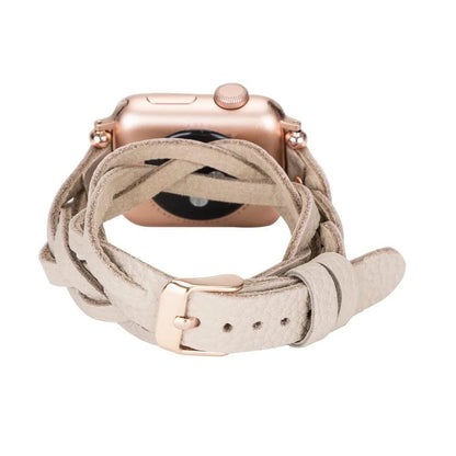 Peggy Ferro Doppel-Tour with Rose Gold Trok Lederarmband für Apple Watch aus echtem Leder in Grau