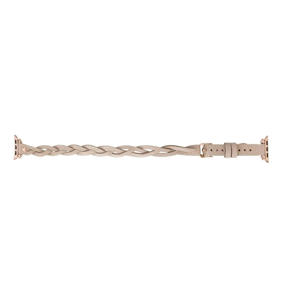 Peggy Ferro Doppel-Tour with Rose Gold Trok Lederarmband für Apple Watch aus echtem Leder in Grau