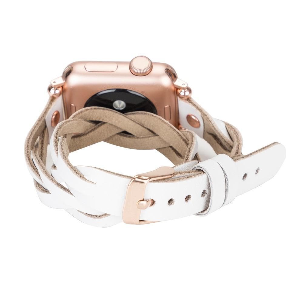 Leather Apple Watch Bands - Ferro Braided DT Peggy Rose Gold Trok Style