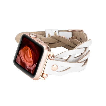 Peggy Ferro Doppel-Tour with Rose Gold Trok Lederarmband für Apple Watch aus echtem Leder