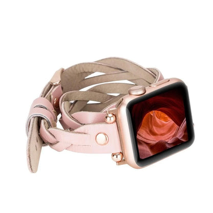 Peggy Ferro Doppel-Tour with Rose Gold Trok Lederarmband für Apple Watch aus echtem Leder