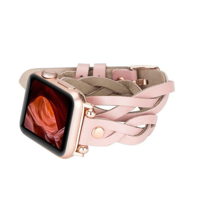 Peggy Ferro Doppel-Tour with Rose Gold Trok Lederarmband für Apple Watch aus echtem Leder