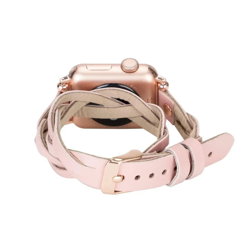 Peggy Ferro Doppel-Tour with Rose Gold Trok Lederarmband für Apple Watch aus echtem Leder