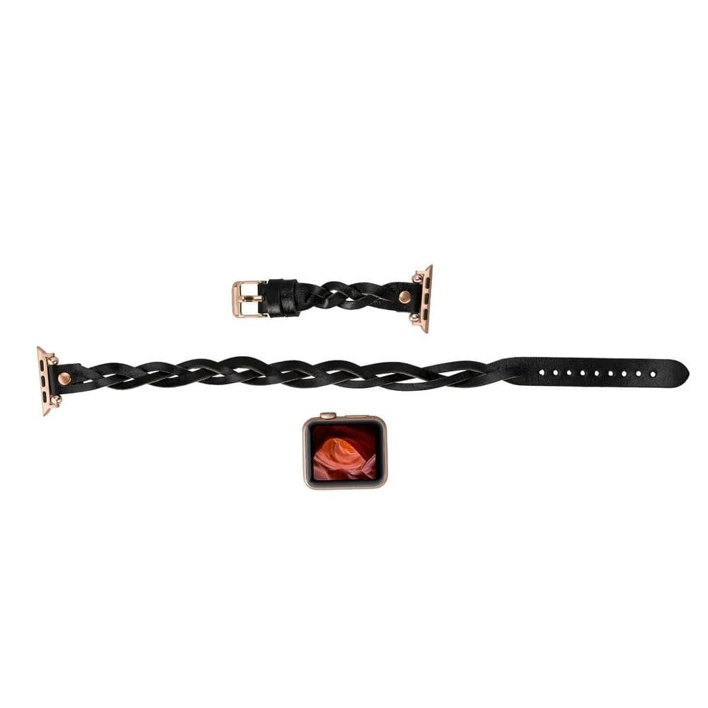 Peggy Ferro Doppel-Tour with Rose Gold Trok Lederarmband für Apple Watch aus echtem Leder