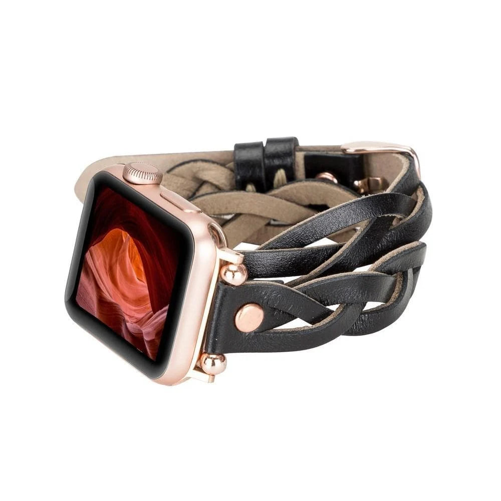 Peggy Ferro Doppel-Tour with Rose Gold Trok Lederarmband für Apple Watch aus echtem Leder