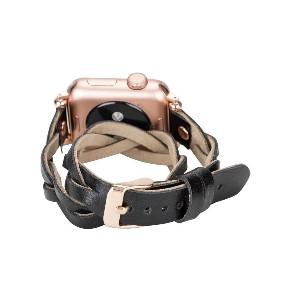 Peggy Ferro Doppel-Tour with Rose Gold Trok Lederarmband für Apple Watch aus echtem Leder