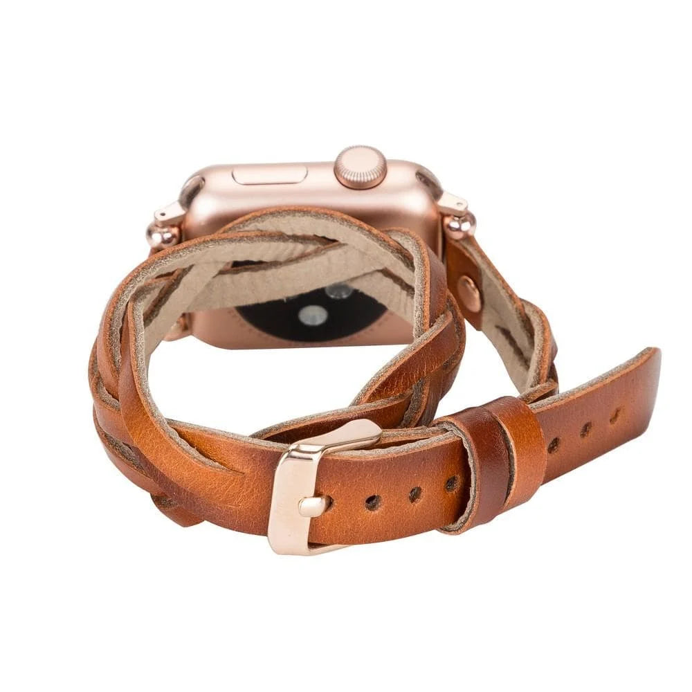 Peggy Ferro Doppel-Tour with Rose Gold Trok Lederarmband für Apple Watch aus echtem Leder