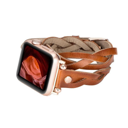 Peggy Ferro Doppel-Tour with Rose Gold Trok Lederarmband für Apple Watch aus echtem Leder