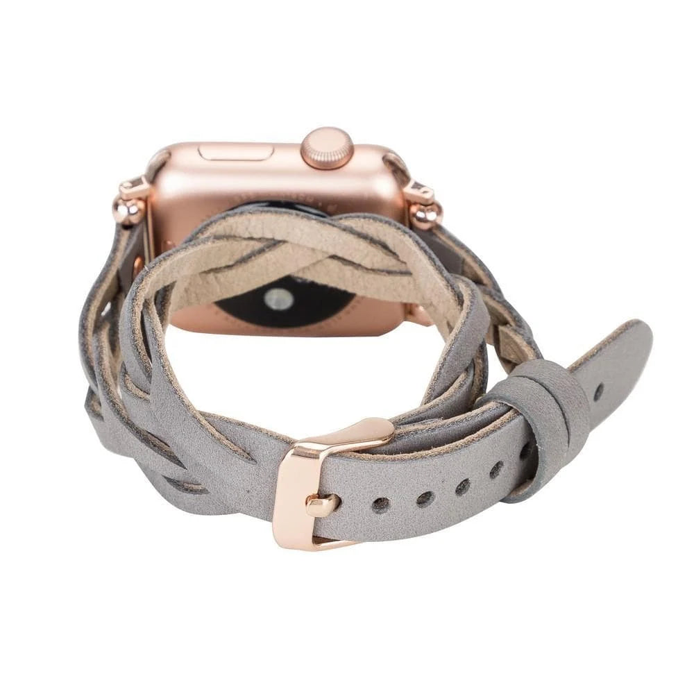 Peggy Ferro Doppel-Tour with Rose Gold Trok Lederarmband für Apple Watch aus echtem Leder