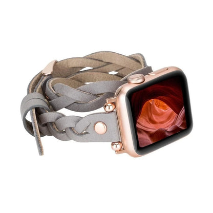 Peggy Ferro Doppel-Tour with Rose Gold Trok Lederarmband für Apple Watch aus echtem Leder