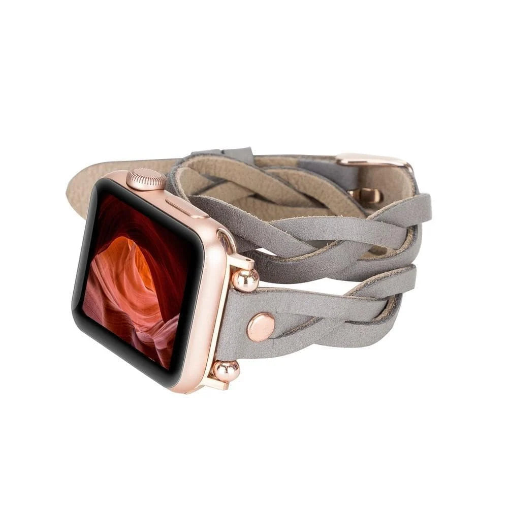 Peggy Ferro Doppel-Tour with Rose Gold Trok Lederarmband für Apple Watch aus echtem Leder
