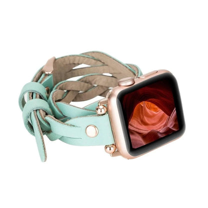 Peggy Ferro Doppel-Tour with Rose Gold Trok Lederarmband für Apple Watch aus echtem Leder