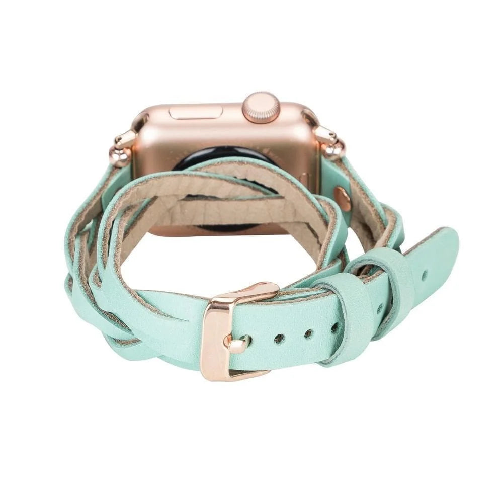 Peggy Ferro Doppel-Tour with Rose Gold Trok Lederarmband für Apple Watch aus echtem Leder