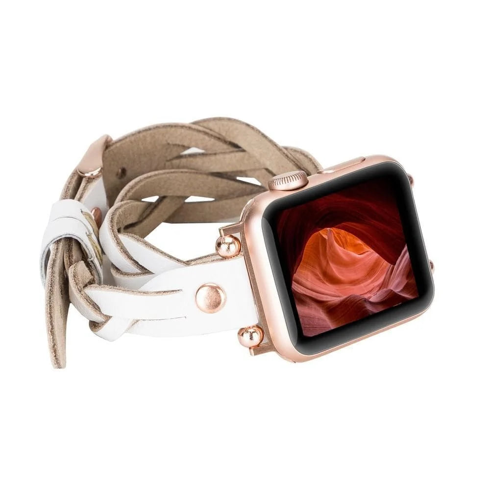 Peggy Ferro Doppel-Tour with Rose Gold Trok Lederarmband für Apple Watch aus echtem Leder
