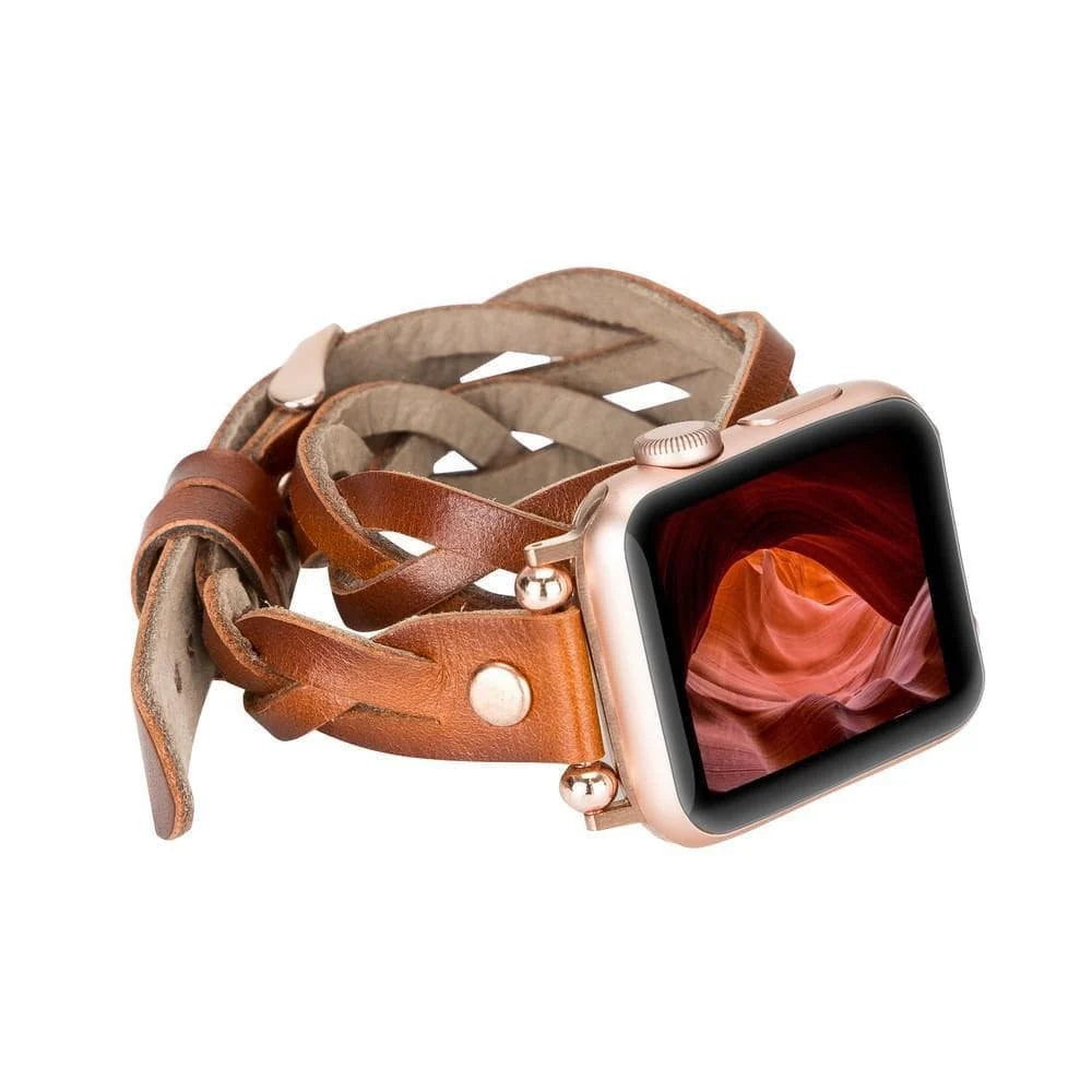 Peggy Ferro Doppel-Tour with Rose Gold Trok Lederarmband für Apple Watch aus echtem Leder