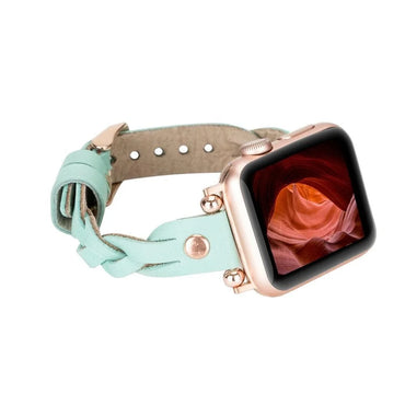 Wanda Braided with Rose Gold Trok Lederarmband für Apple Watch aus echtem Leder