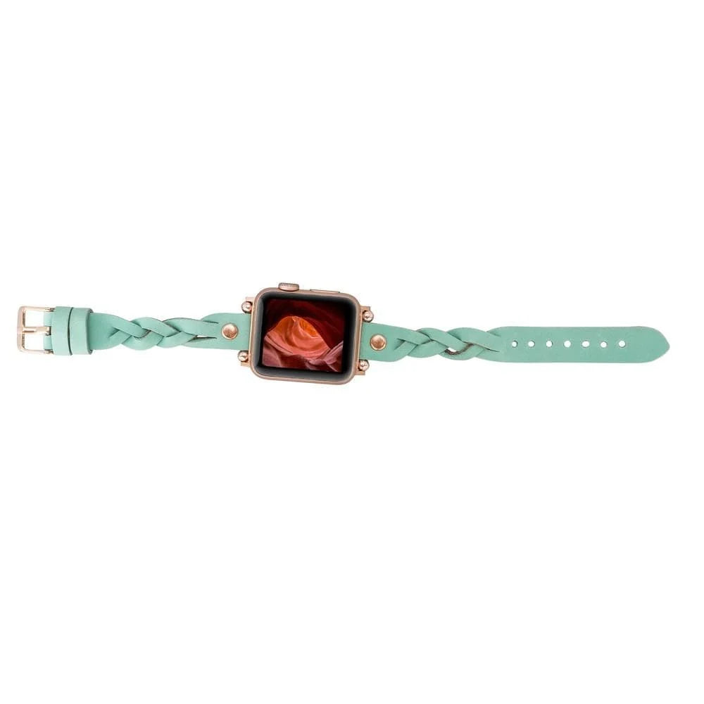 Wanda Braided with Rose Gold Trok Lederarmband für Apple Watch aus echtem Leder