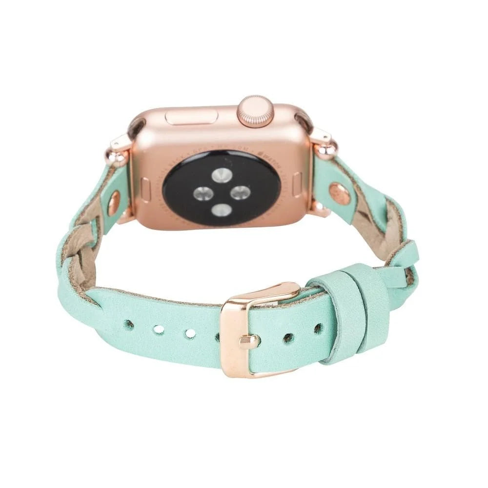 Wanda Braided with Rose Gold Trok Lederarmband für Apple Watch aus echtem Leder
