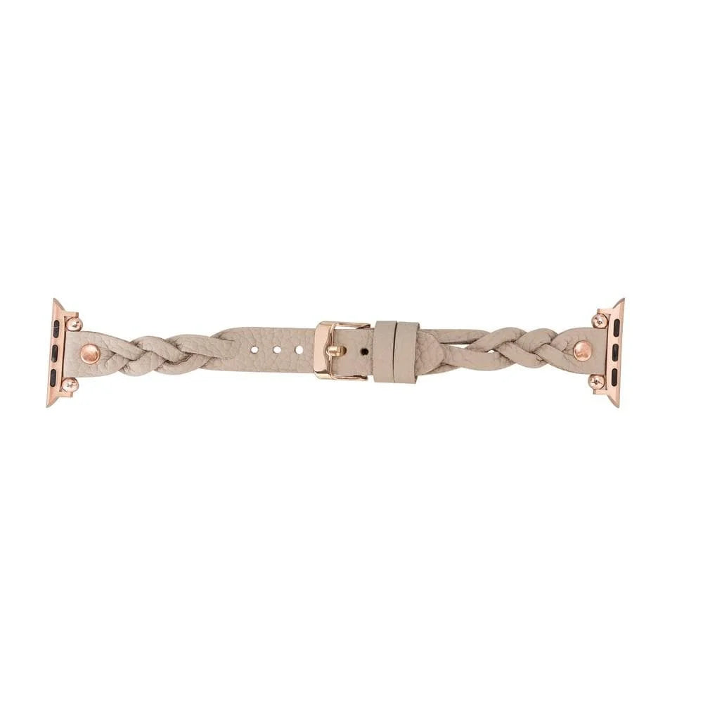 Wanda Braided with Rose Gold Trok Lederarmband für Apple Watch aus echtem Leder