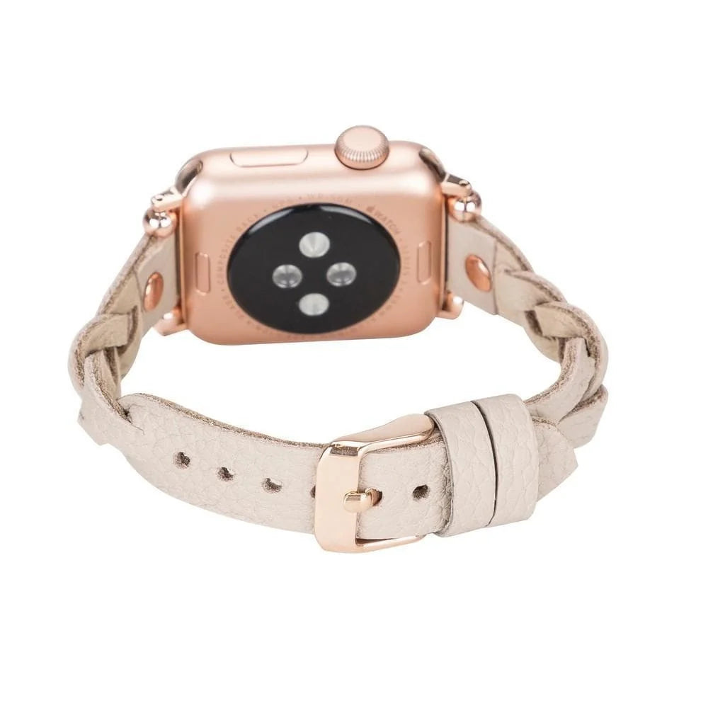Wanda Braided with Rose Gold Trok Lederarmband für Apple Watch aus echtem Leder in Braun
