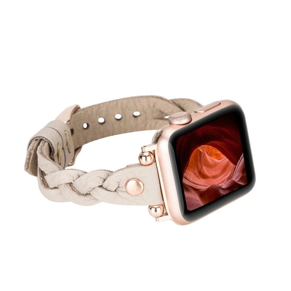 Wanda Braided with Rose Gold Trok Lederarmband für Apple Watch aus echtem Leder