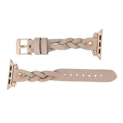 Wanda Braided with Rose Gold Trok Lederarmband für Apple Watch aus echtem Leder