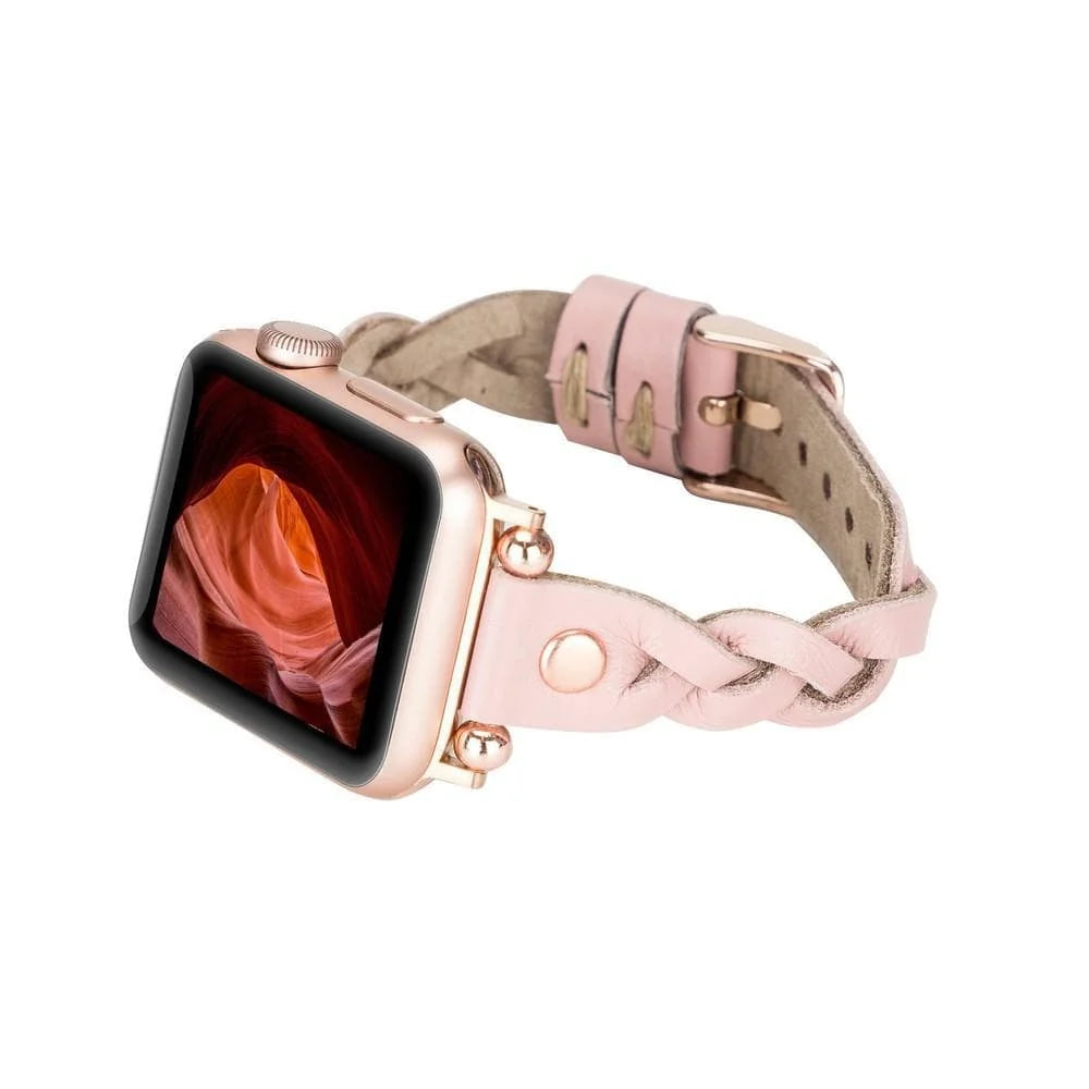 Wanda Braided with Rose Gold Trok Lederarmband für Apple Watch aus echtem Leder