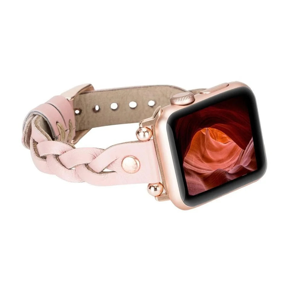 Wanda Braided with Rose Gold Trok Lederarmband für Apple Watch aus echtem Leder