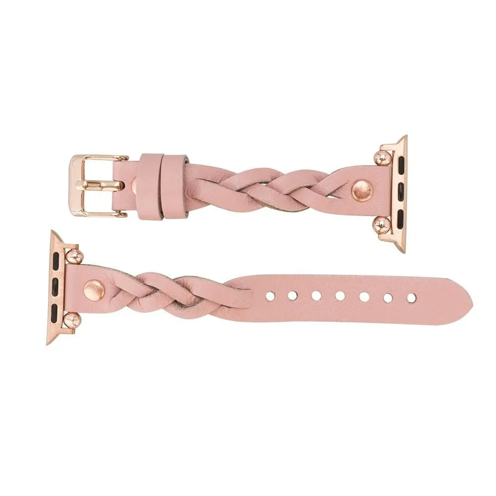Wanda Braided with Rose Gold Trok Lederarmband für Apple Watch aus echtem Leder