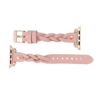 Wanda Braided with Rose Gold Trok Lederarmband für Apple Watch aus echtem Leder