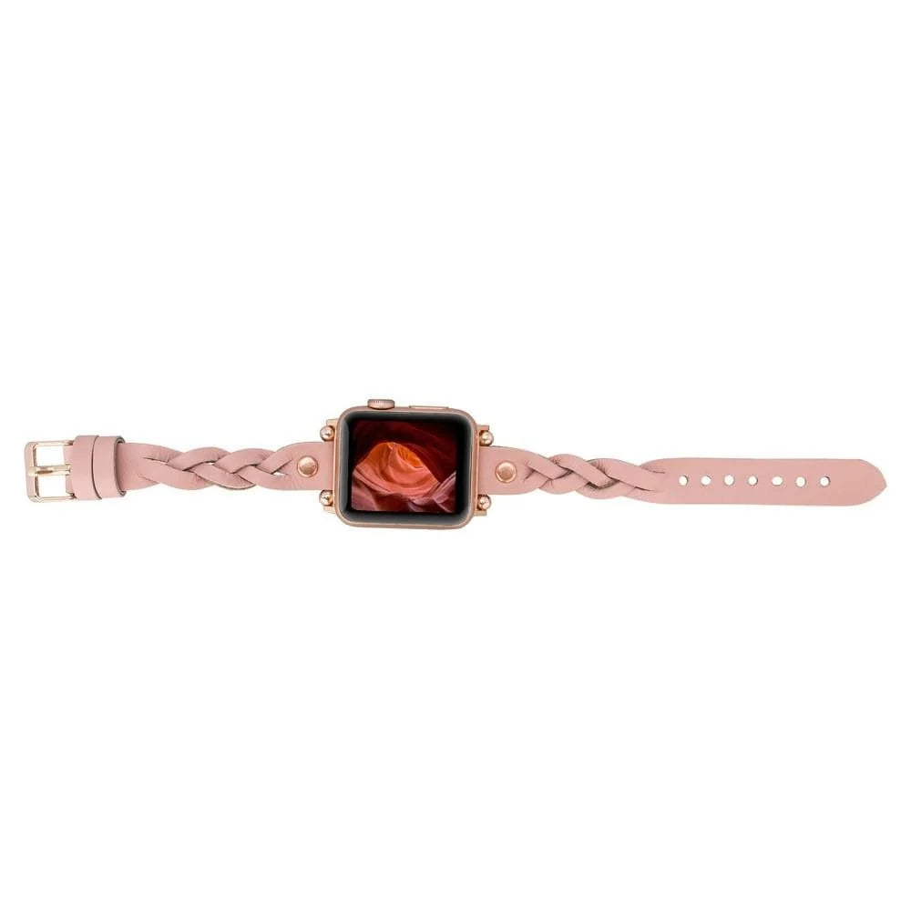 Wanda Braided with Rose Gold Trok Lederarmband für Apple Watch aus echtem Leder