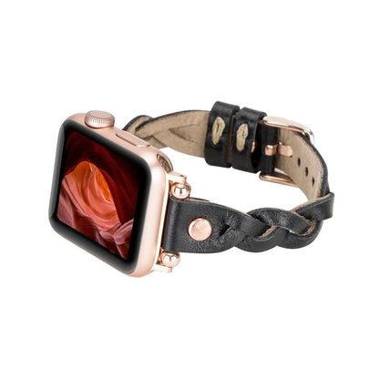 Wanda Braided with Rose Gold Trok Lederarmband für Apple Watch aus echtem Leder
