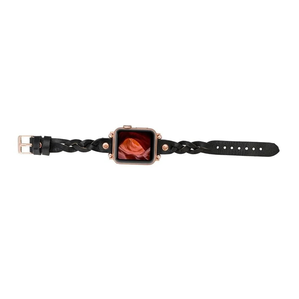 Wanda Braided with Rose Gold Trok Lederarmband für Apple Watch aus echtem Leder