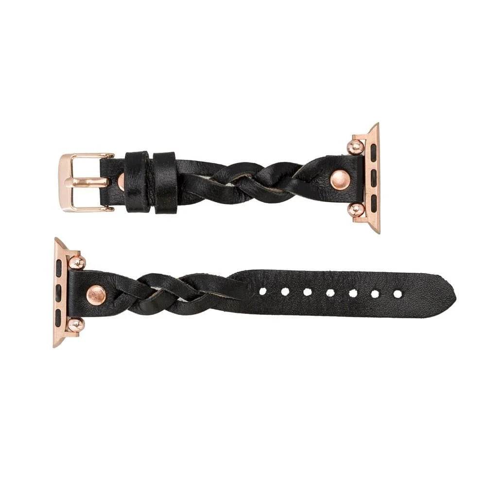 Wanda Braided with Rose Gold Trok Lederarmband für Apple Watch aus echtem Leder