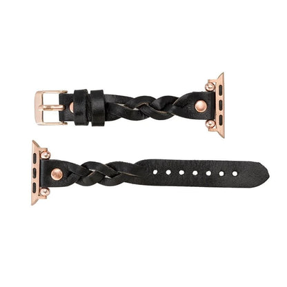 Wanda Braided with Rose Gold Trok Lederarmband für Apple Watch aus echtem Leder