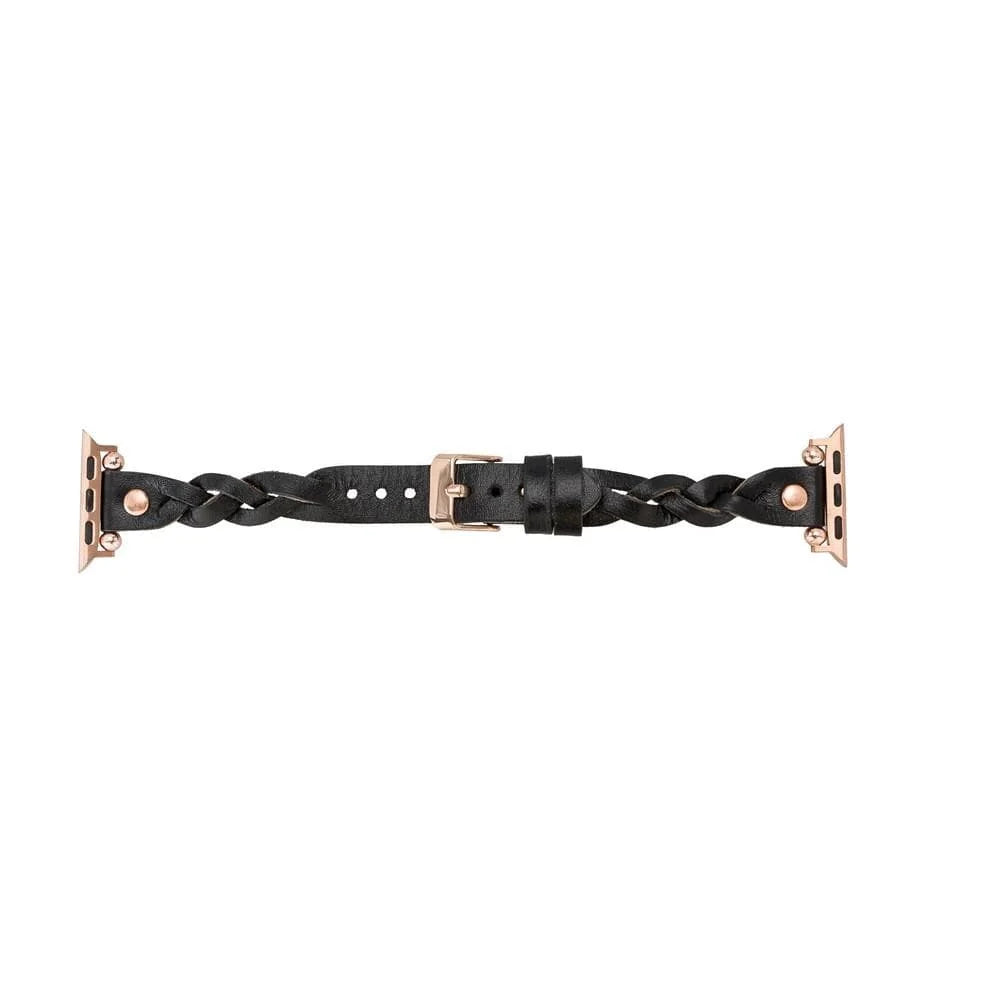 Wanda Braided with Rose Gold Trok Lederarmband für Apple Watch aus echtem Leder