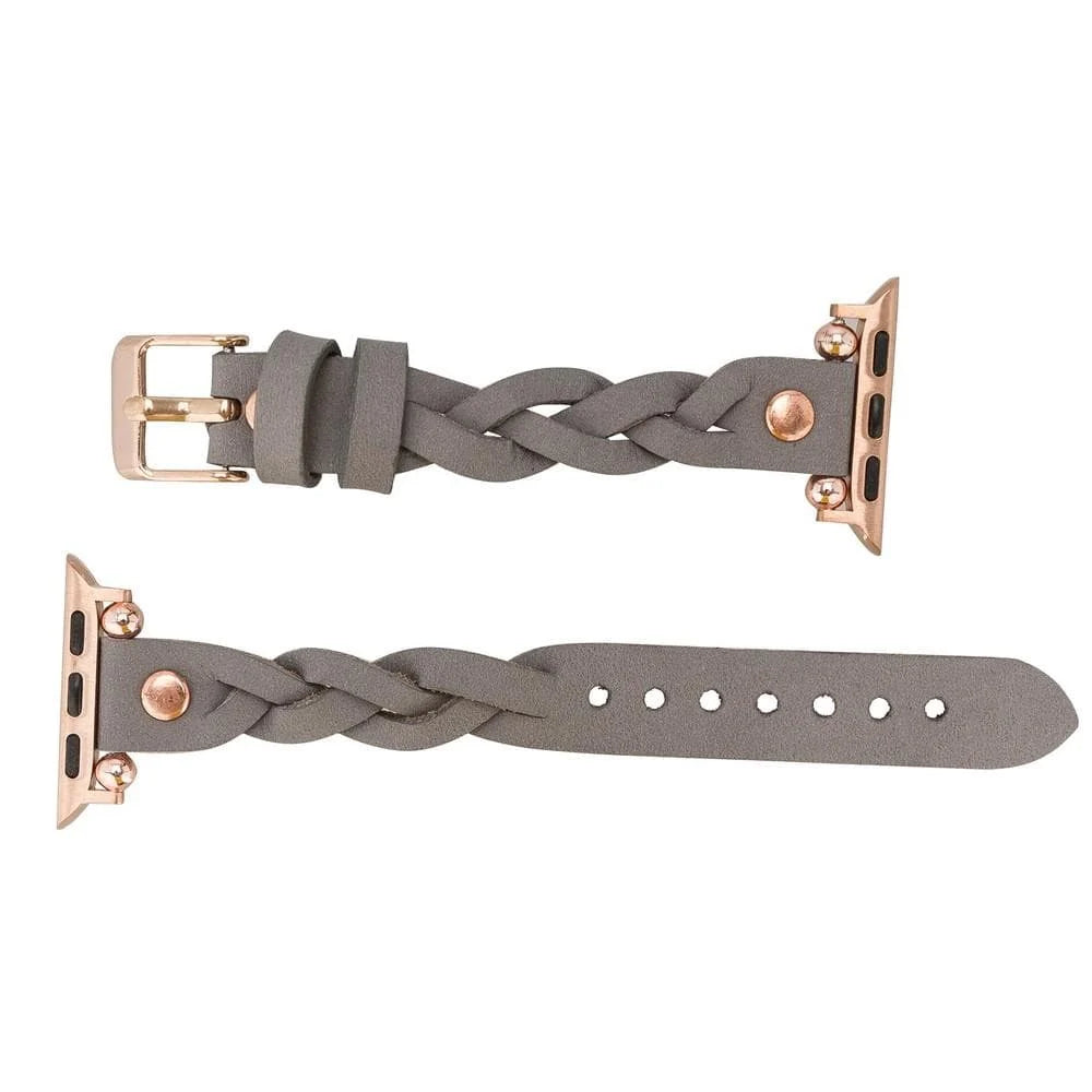 Wanda Braided with Rose Gold Trok Lederarmband für Apple Watch aus echtem Leder