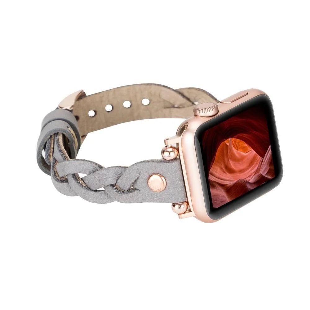 Wanda Braided with Rose Gold Trok Lederarmband für Apple Watch aus echtem Leder